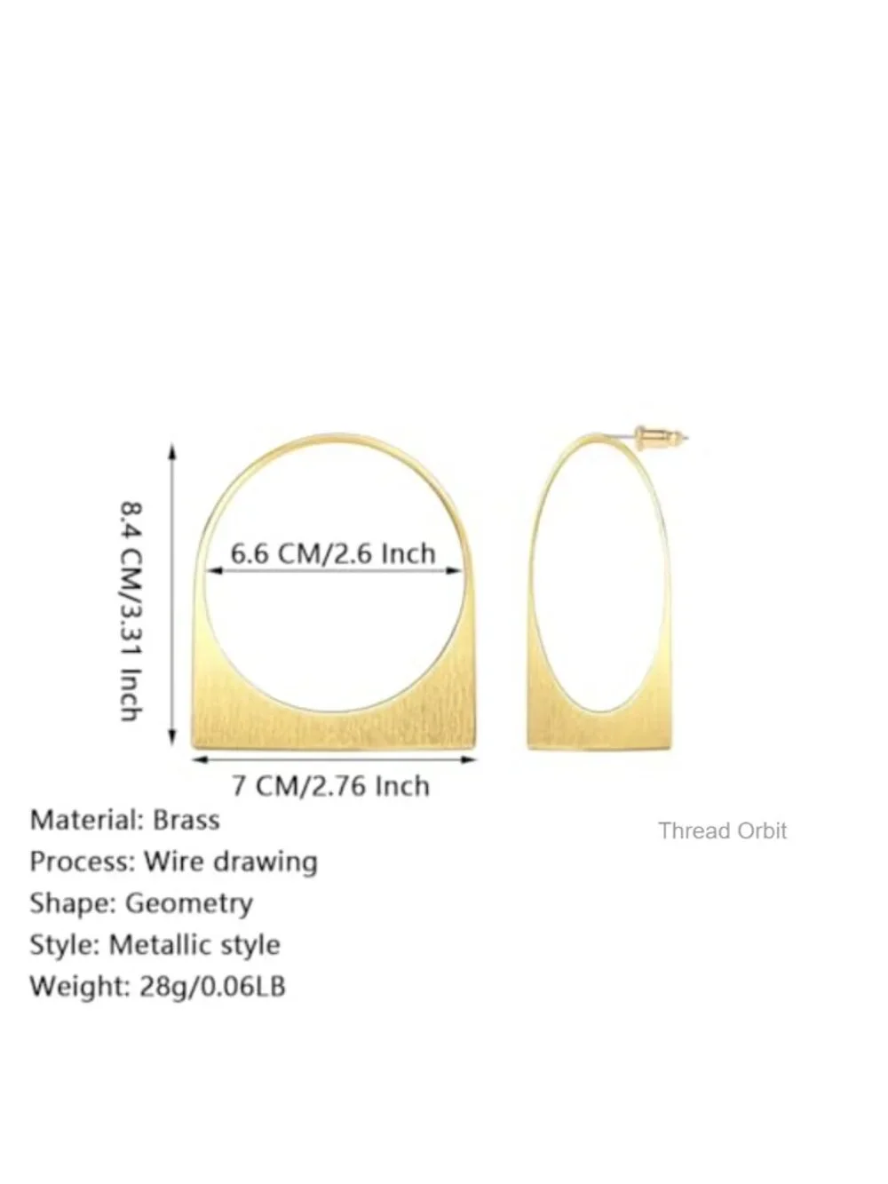Large Gold Hoop Earrings Chunky Geometric Hollow Brushed Metal Drop Dangle Studs
